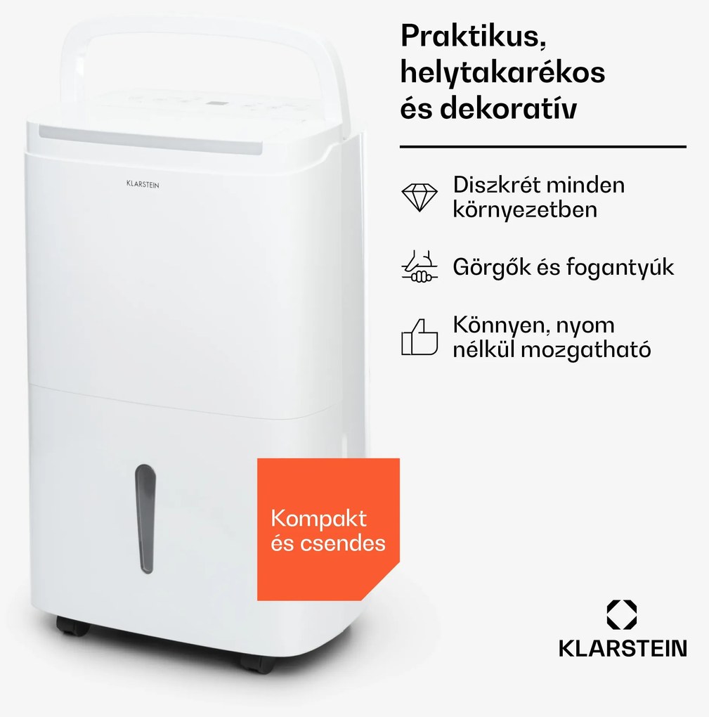 Klarstein DryFy Connect 50 Smart, Párátlanító, WiFi, Kompresszor, 50l/d, 70-100 m², Fehér