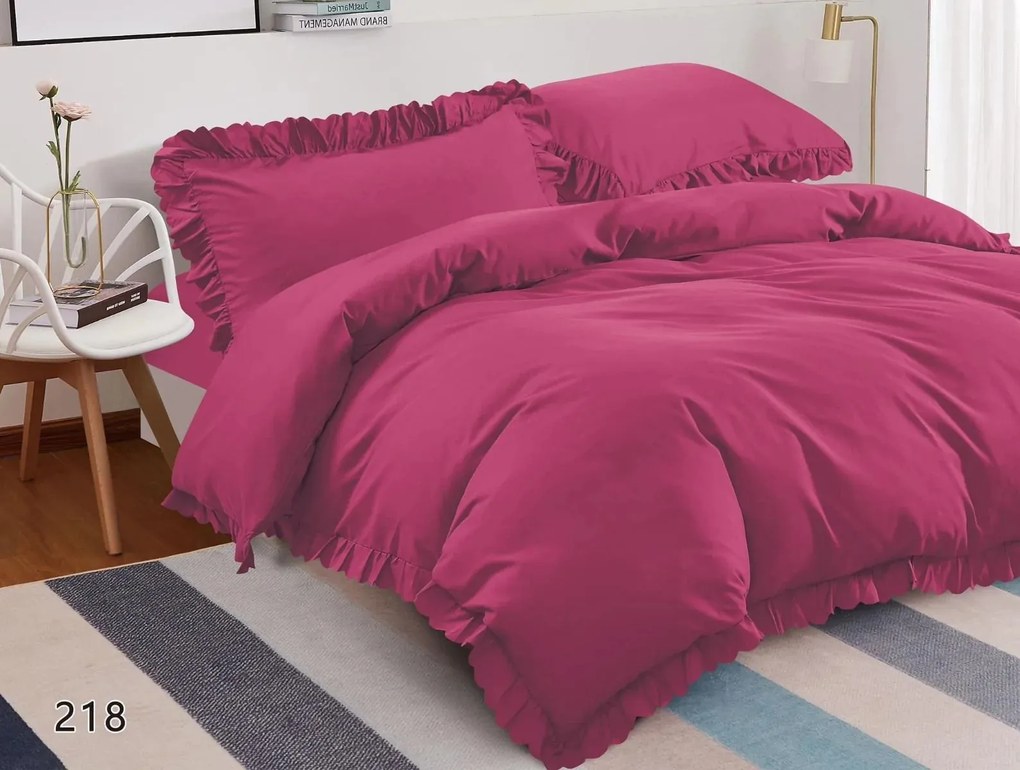 Ágyneműhuzat Fodros Pamut Szatén 220x200 3cm Amarant