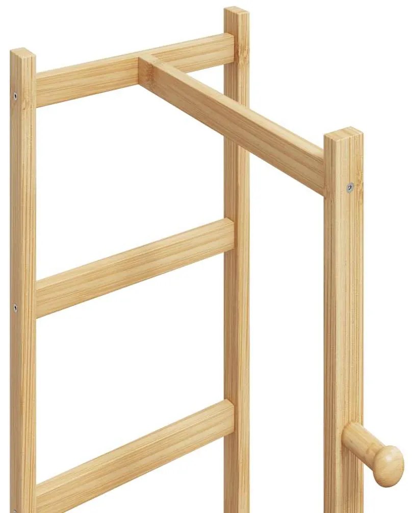 kabátállvány kampókkal és polcokkal 38,5x30x156 cm bambusz