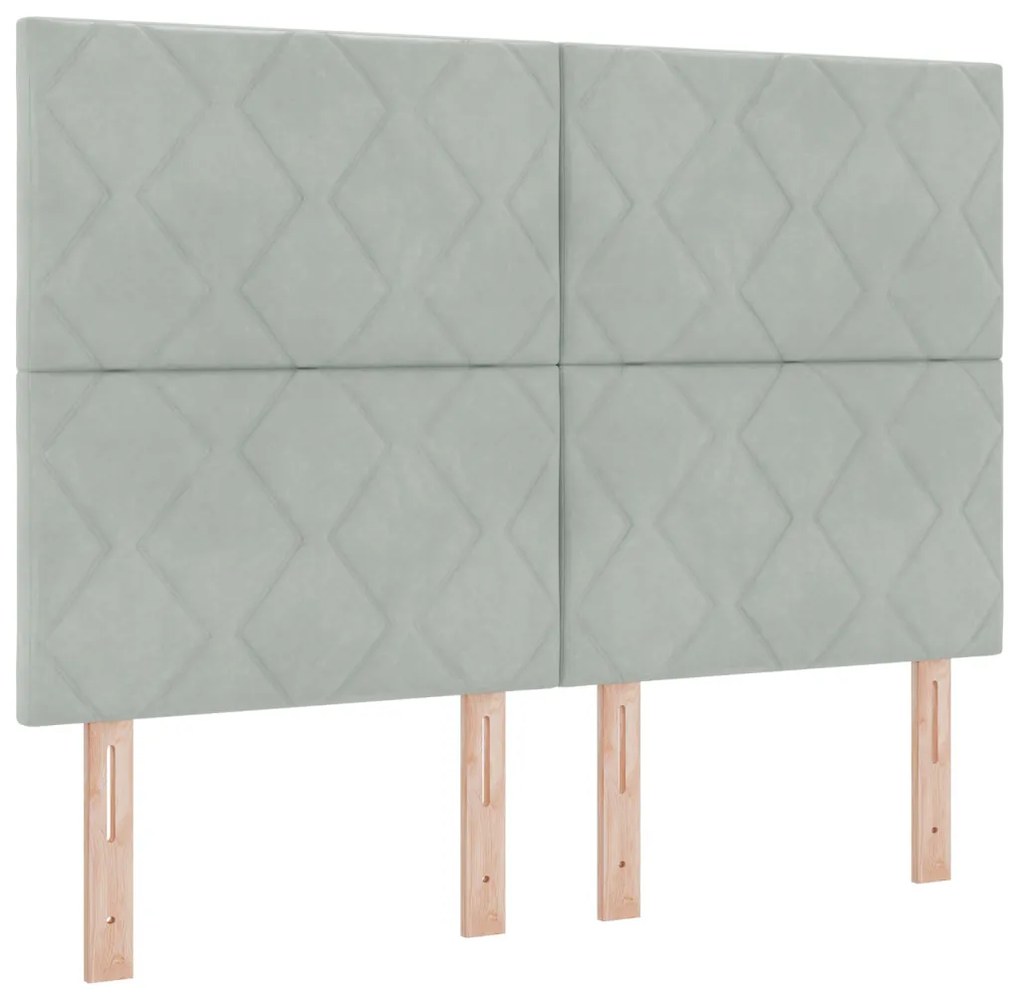 Boxspring Ágy Matrac Különleges Világosszürke 140x200 cm Bársony