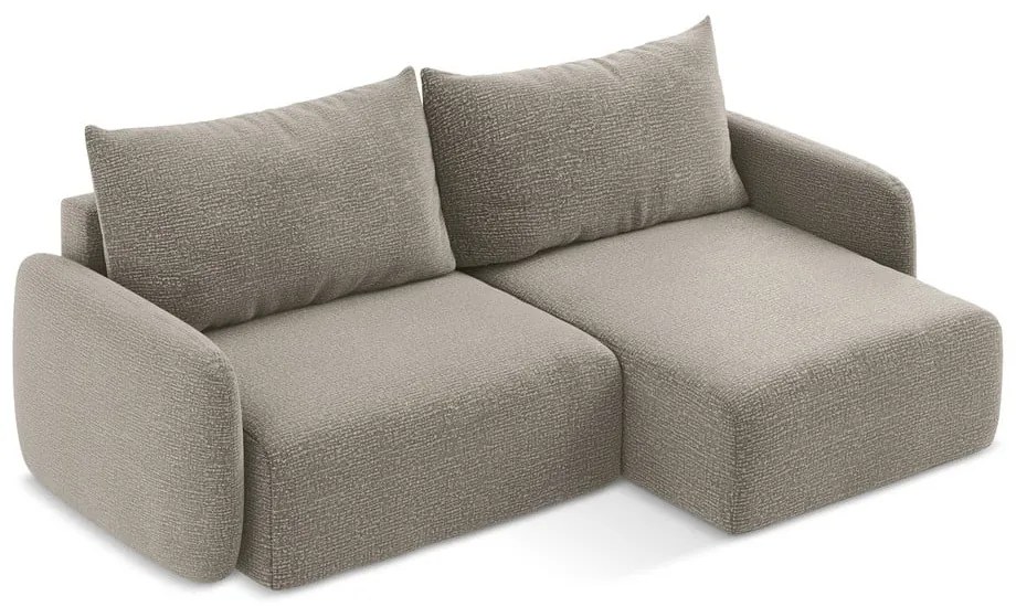 Bézs kinyitható-tárolóhelyes sarokkanapé (jobb oldali) Kalena – Makamii