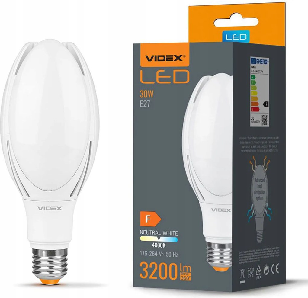 Led izzó E27 A96 30W 3200lm 4000K Semleges 330° Videx