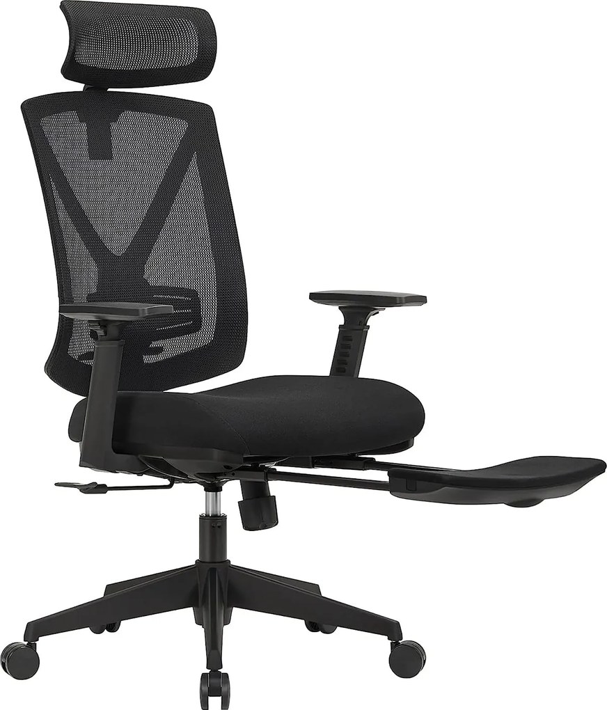 Ergonomikus irodai szék lábtartóval, maximális terhelés 150 kg, fekete