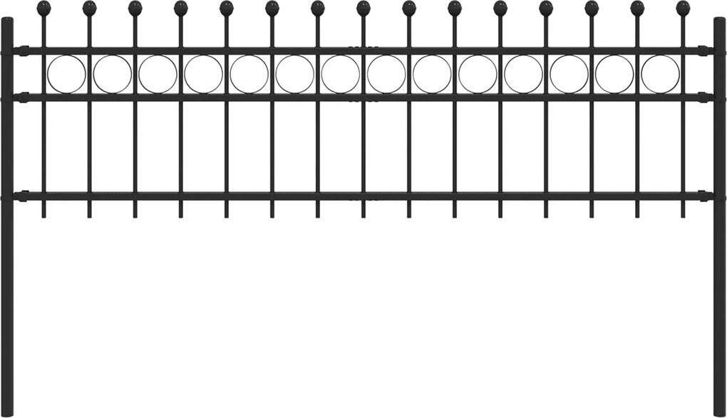 vidaXL Gyűrűs Kerítés Fekete 200 x 130 cm Porszórt acél