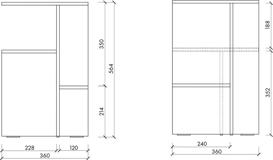 Fekete éjjeliszekrény tölgyfa dekorral Atik – noo.ma