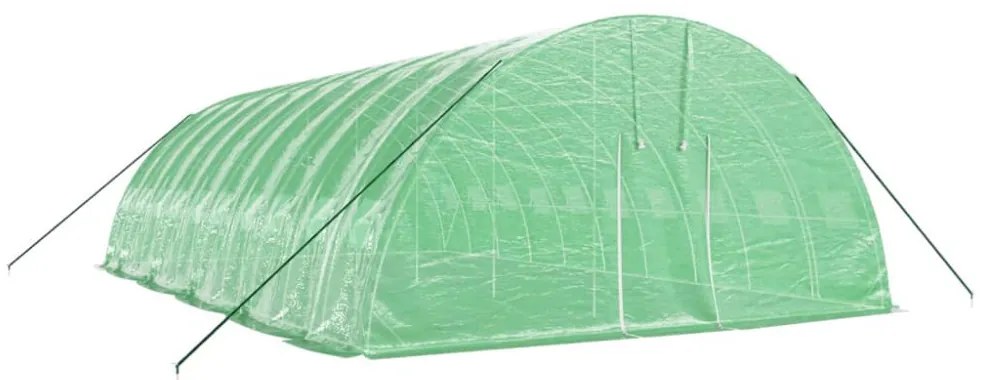 zöld acélvázas melegház 60 m² 10 x 6 x 2,85 m