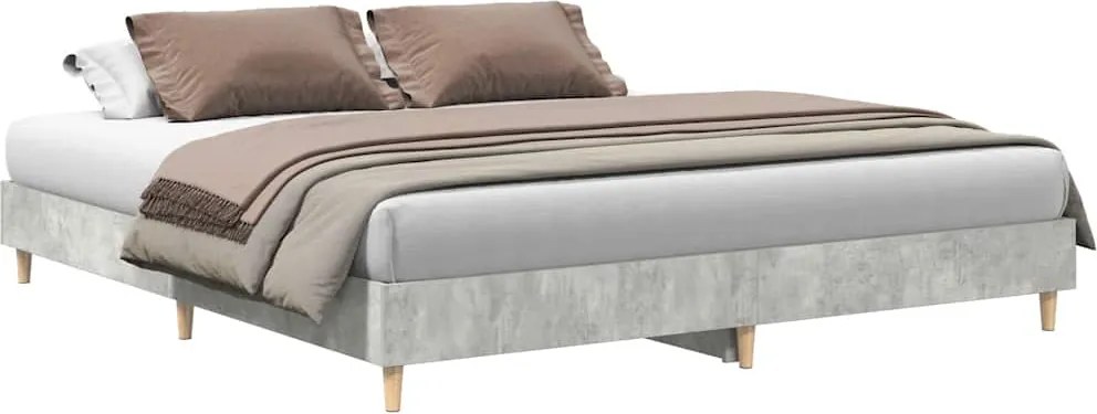 vidaXL betonszürke szerelt fa ágykeret matrac nélkül 160x200 cm