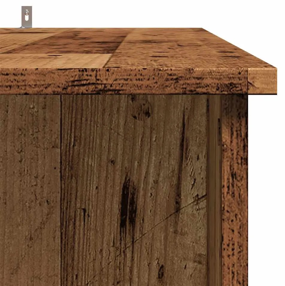 antik fa színű szerelt fa bárasztal polccal 102x50x103,5 cm