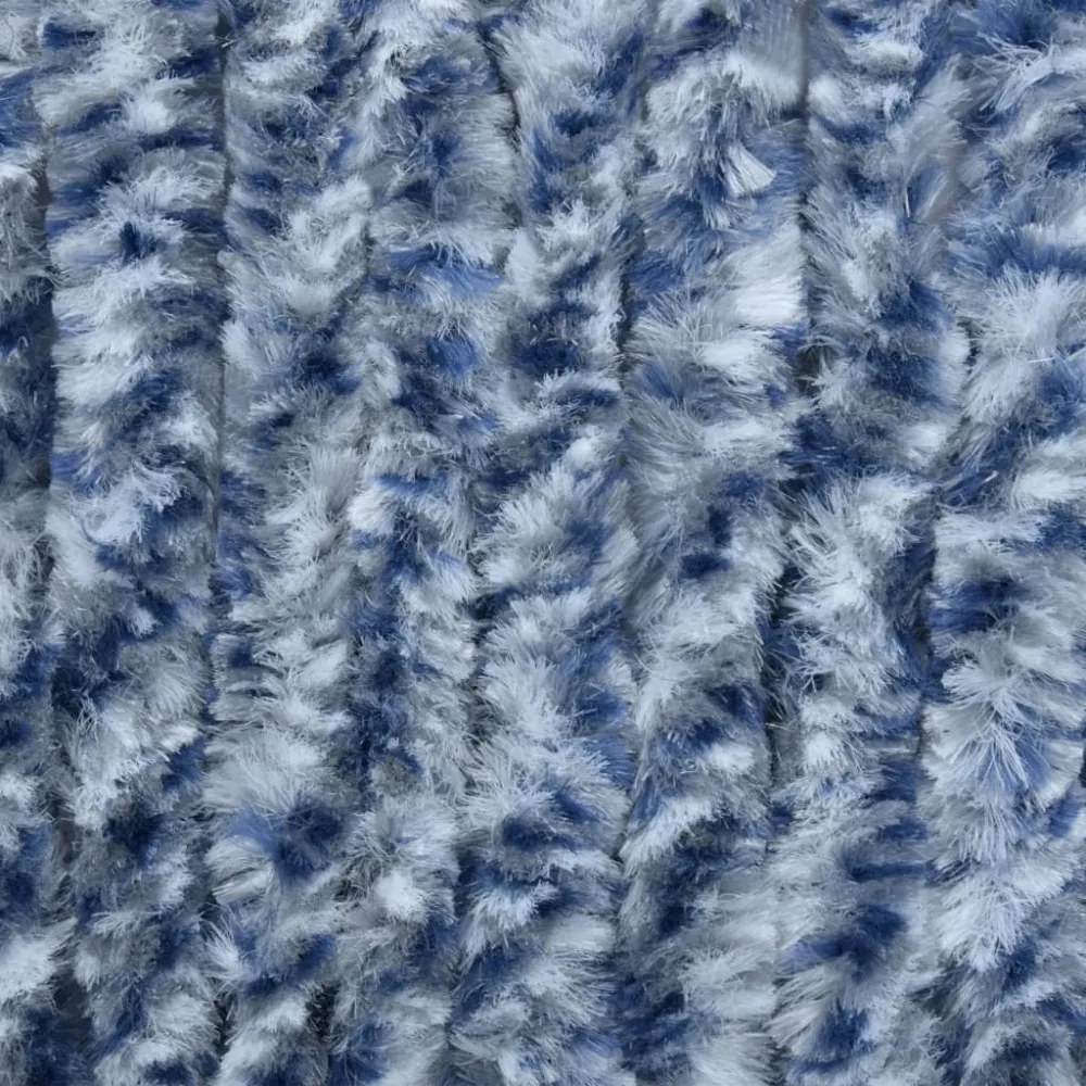 kék, fehér és ezüstszínű zsenília rovarfüggöny 90 x 220 cm