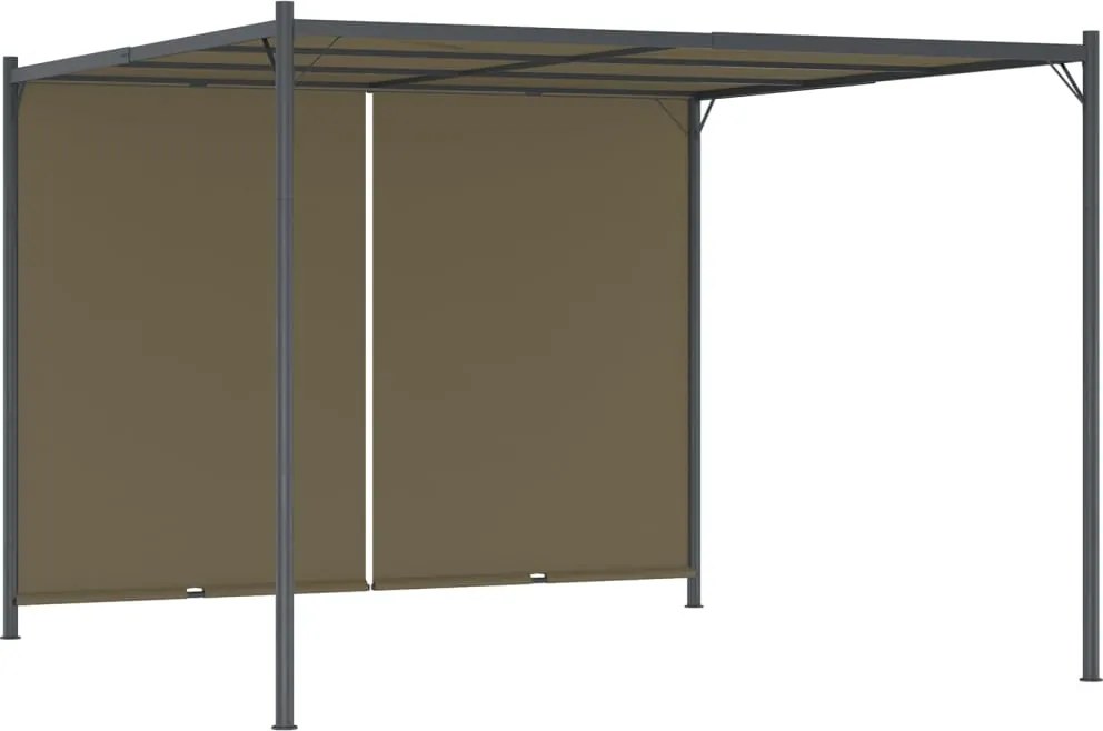vidaXL tópszínű kerti pavilon behúzható tetővel 3 x 3 m 180 g/m²