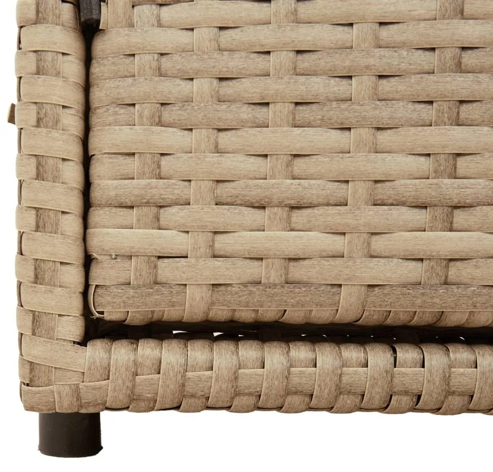 bézs polyrattan kerti tárolószekrény 110 x 55 x 60,5 cm