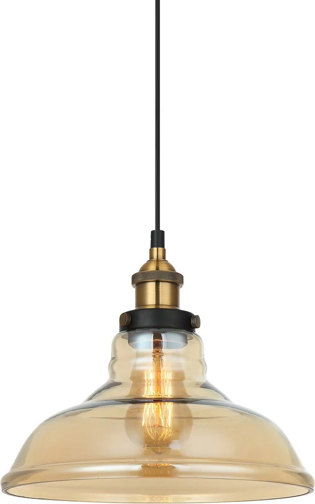 Italux modern vintage függeszték hubert borostyán fekete arany itxmdm-2381/1 gd+amb