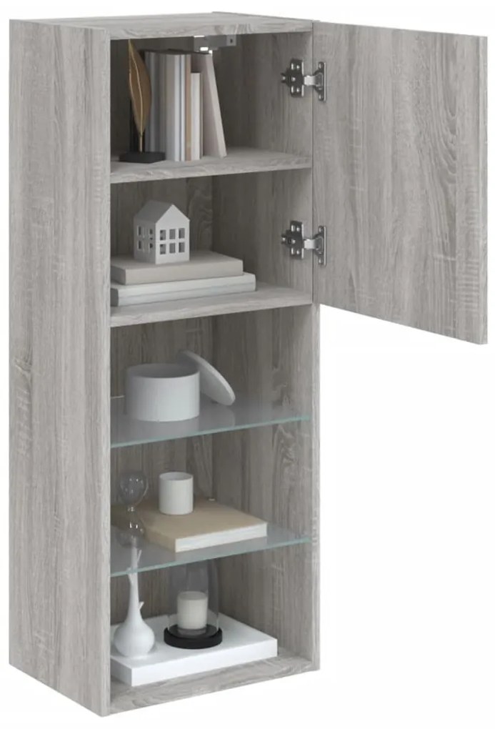 szürke sonoma színű TV-szekrény LED-lámpákkal 40,5x30x102 cm