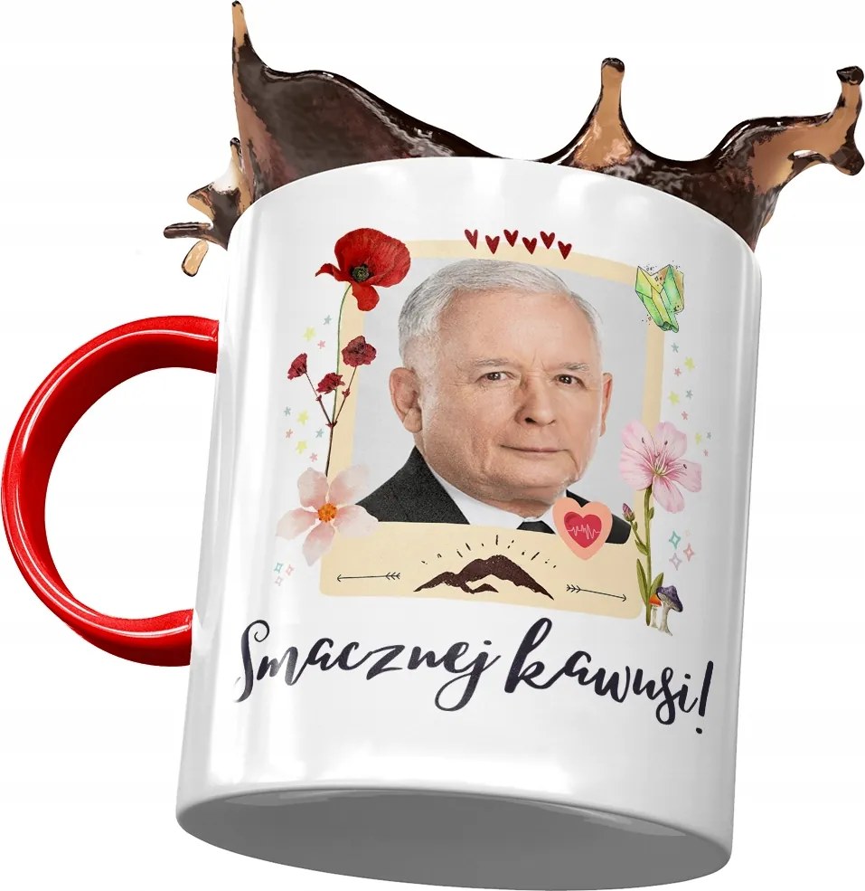 Piros Jaroslaw Kaczynski PiS bögre Ajándék Nyomtatott Fotóval