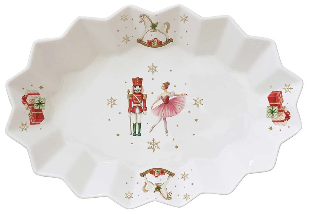 Karácsonyi porcelán ovális tál diótörős Magie de Noel