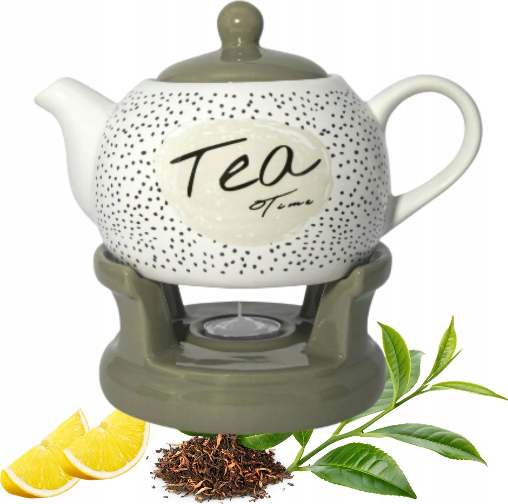 Teáskanna Melegítővel 1L Teáskanna Ajándék Karácsonyra Tea Time