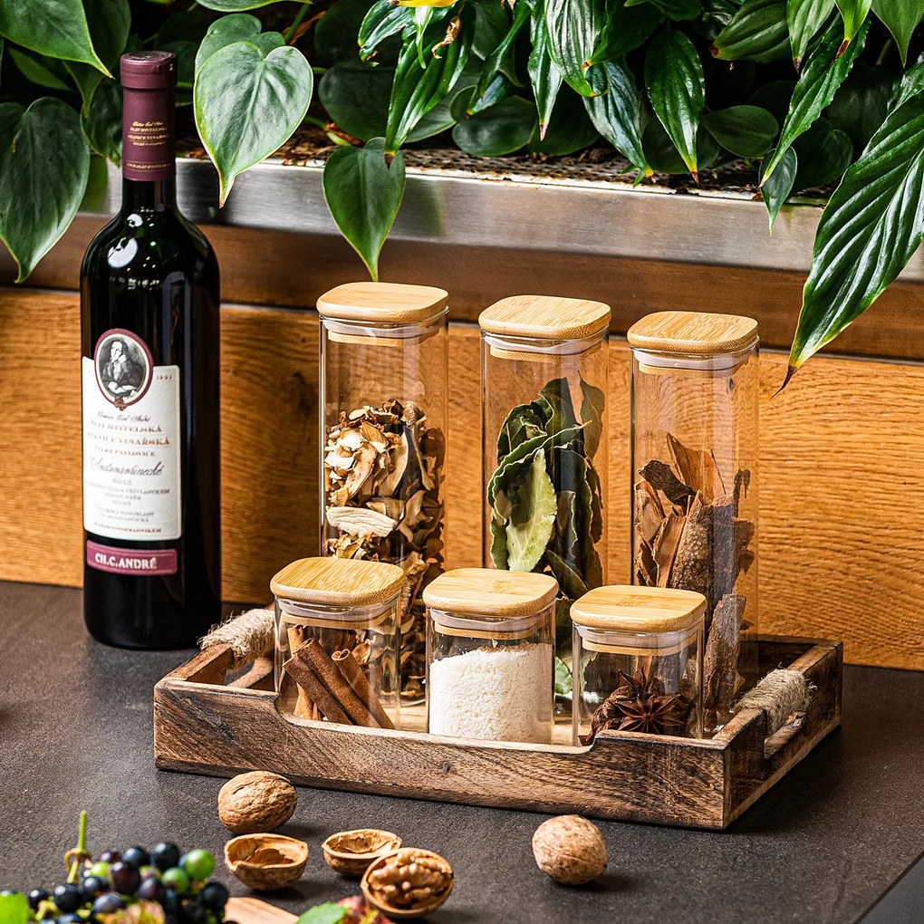 4Home Bamboo üveg élelmiszer tároló bambusz fedéllel, 530 ml, 530 ml