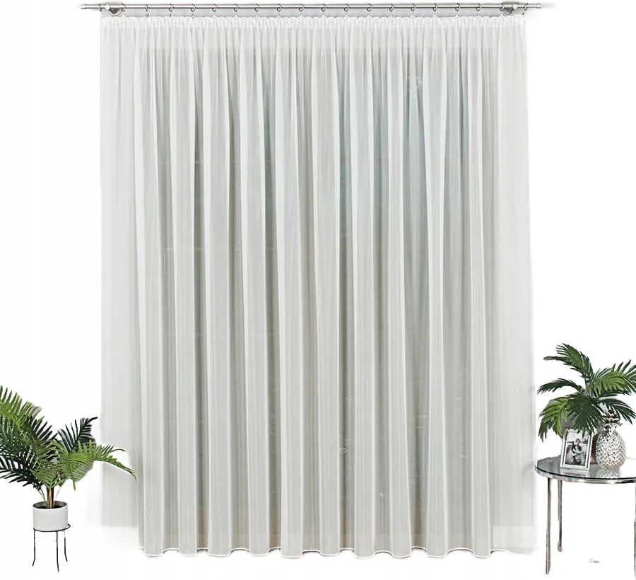 Kész Függöny Ekrü Fátyol Ólommal És Szalaggal 900X250