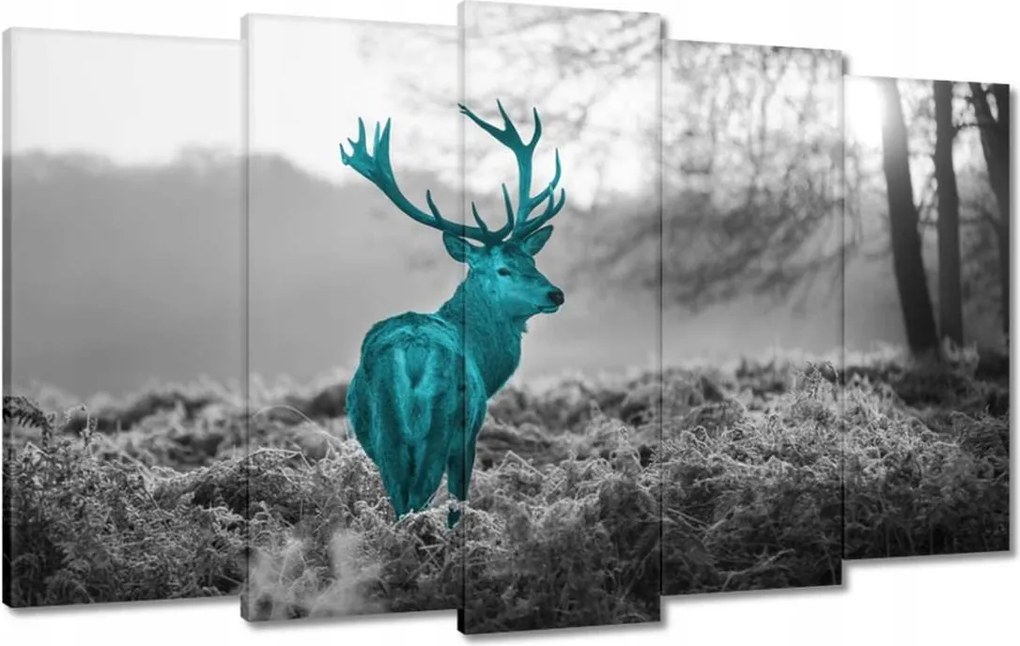 Vászonkép 100x60 Türkiz szarvas agancsokkal