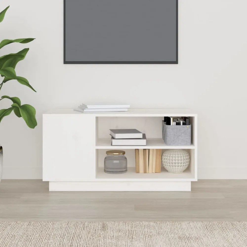 fehér tömör fenyőfa TV-szekrény 80 x 35 x 40,5 cm