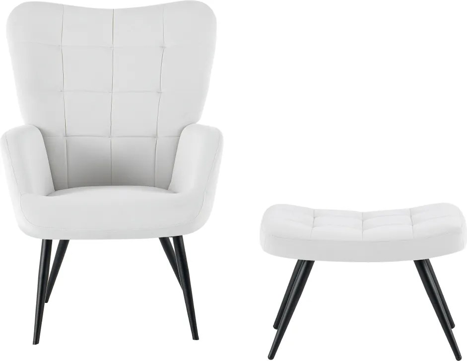 Fotel lábtartóval, világos szürke Velvet szövet/fekete, HABEN