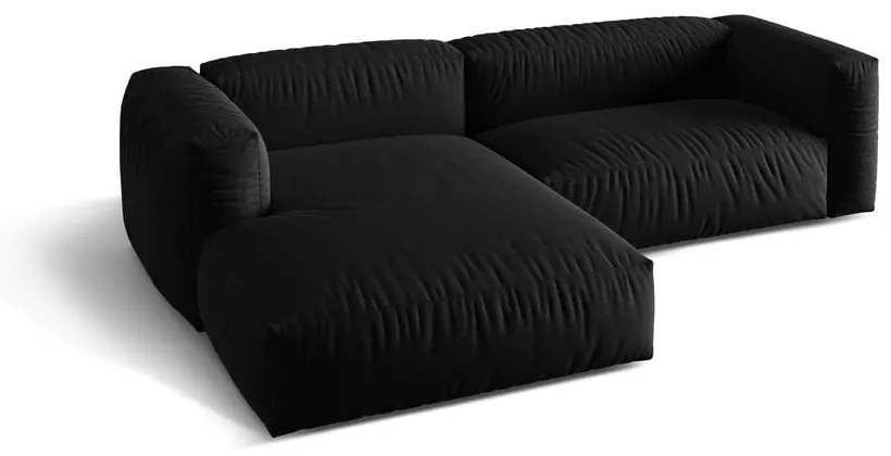 Fekete moduláris sarokkanapé (bal oldali) Martina – Micadoni Home