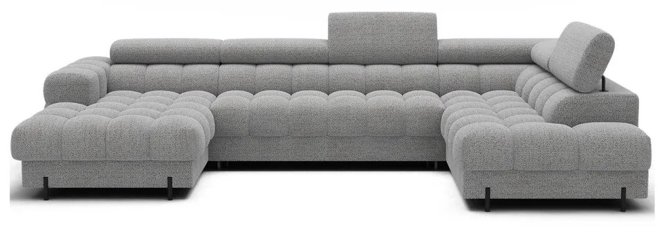 Szürke buklé kinyitható sarokkanapé (jobb oldali-U alakú) Feraria – ELTAP