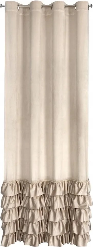 Kész függöny Carli 140x250 bézs fodros strasszos csillogó bársony