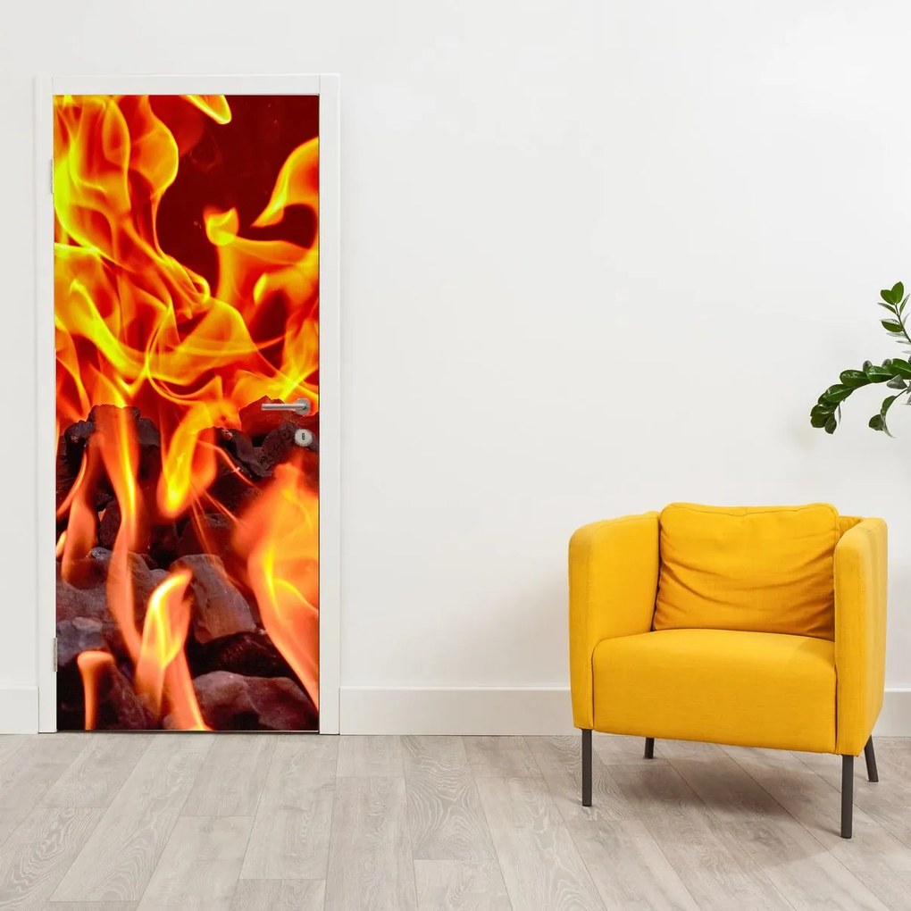Fotótapéta ajtóra - Égő szén (95x205cm)