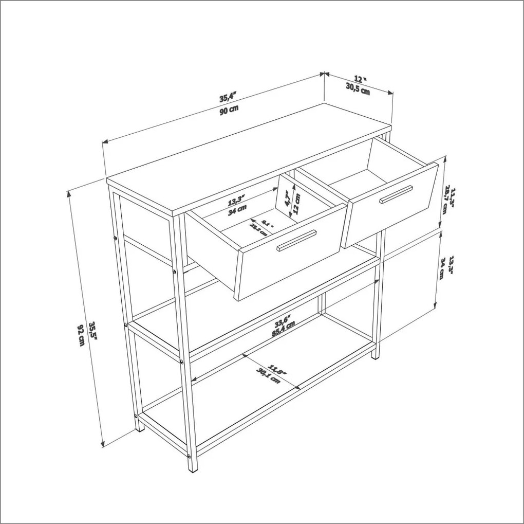 Latho komód, tölgy, 90 cm