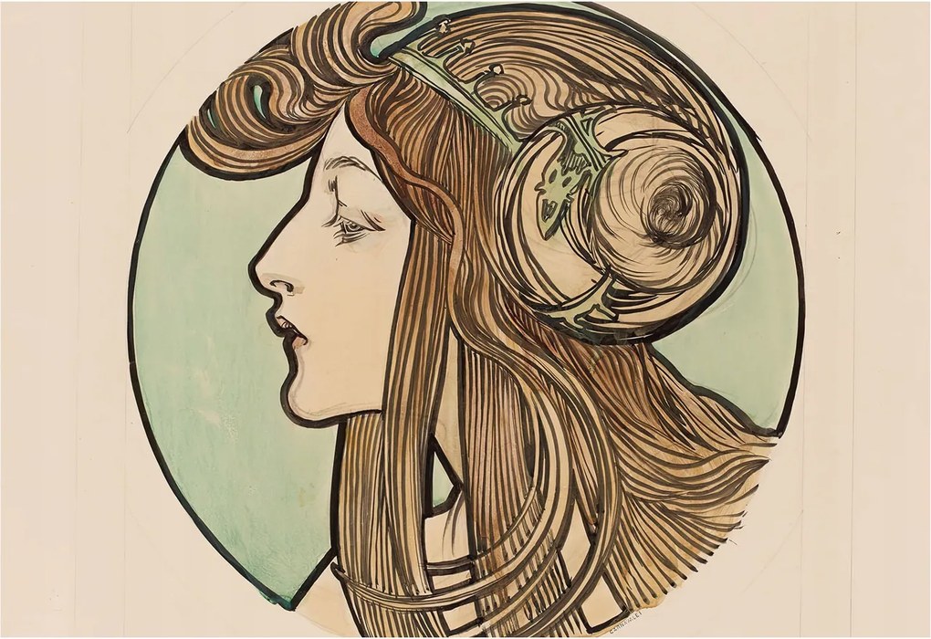 Flizelina fotótapéta Nappaliba és Hálószobába Szecessziós portré 152x104