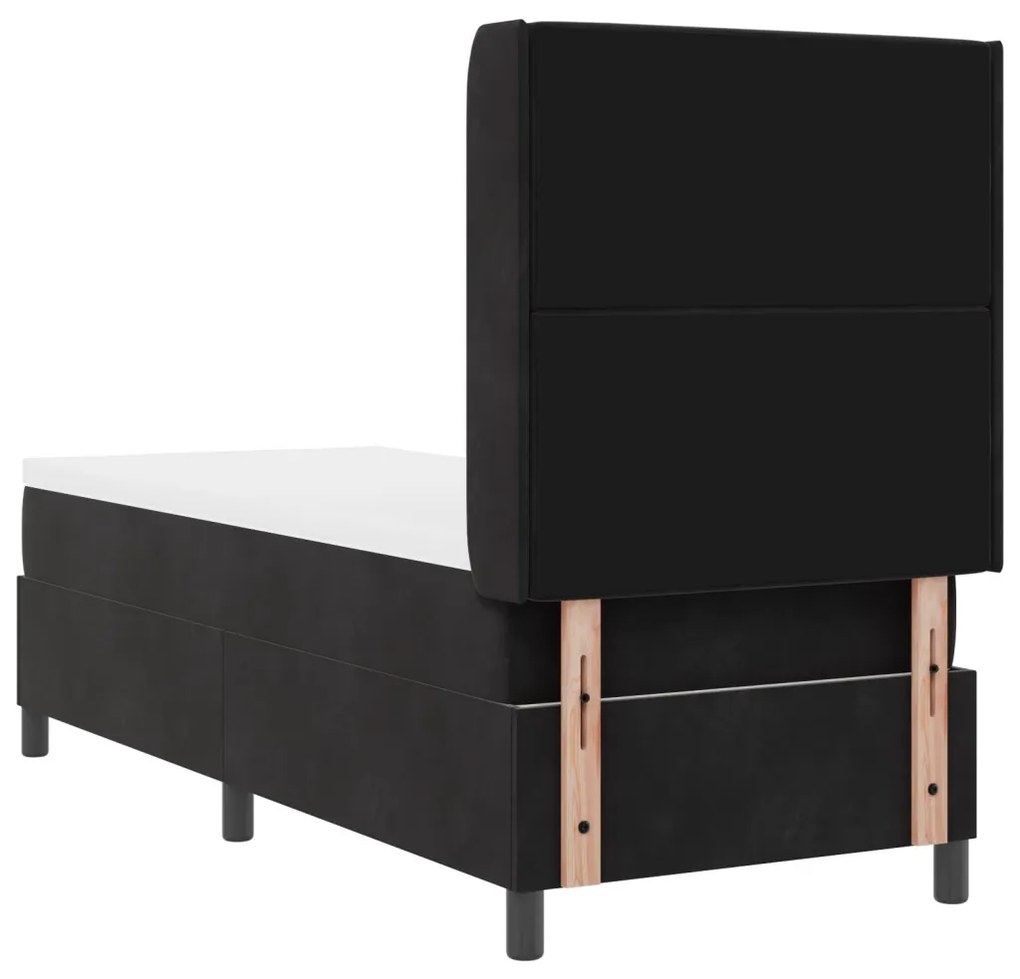 Boxspring ágy matraccal és LED világítással Fekete 80x200 cm Bársony