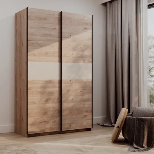 BERNO ruhásszekrény, 120 cm | Jackson hickory tölgy + Kasmír