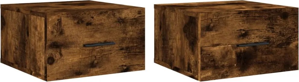 vidaXL 2 db füstös tölgy színű fali éjjeliszekrény 35 x 35 x 20 cm
