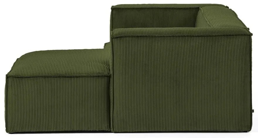 Zöld kordbársony sarokkanapé (jobb oldali) Blok – Kave Home