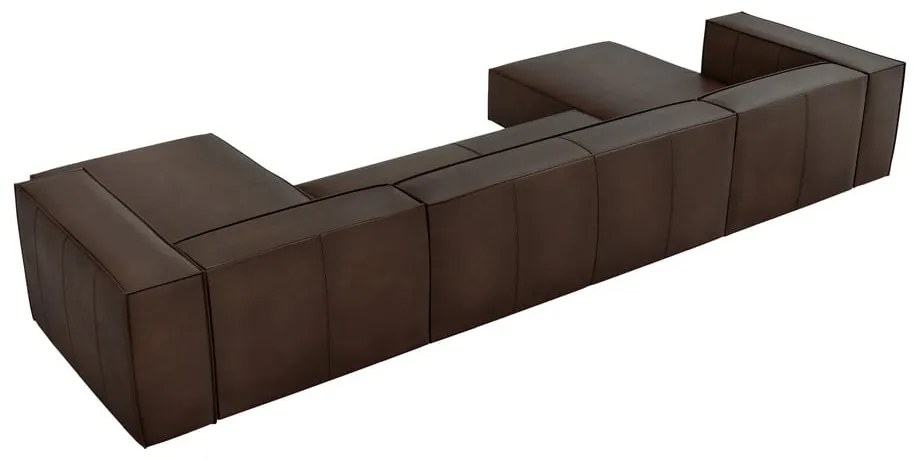 Sötétbarna bőr sarokkanapé ("U" alakú) Madame – Windsor & Co Sofas