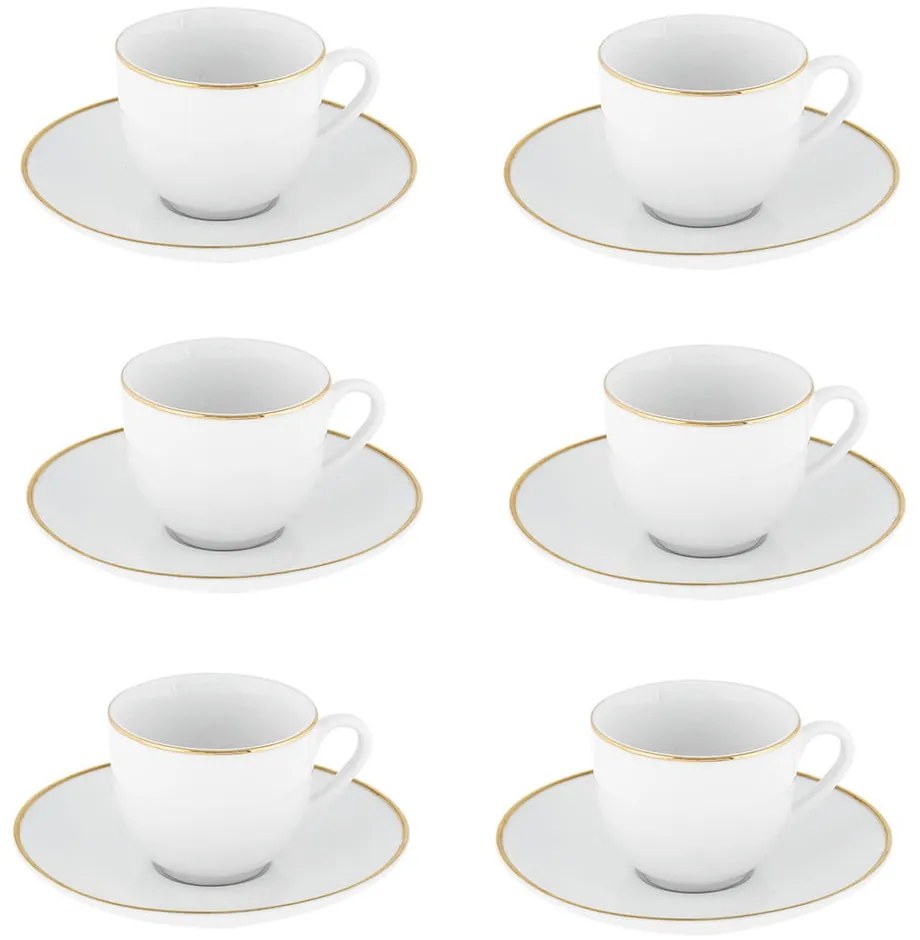 Fehér porcelán csésze szett 6 db-os 100 ml Gold Chic – Villa Altachiara