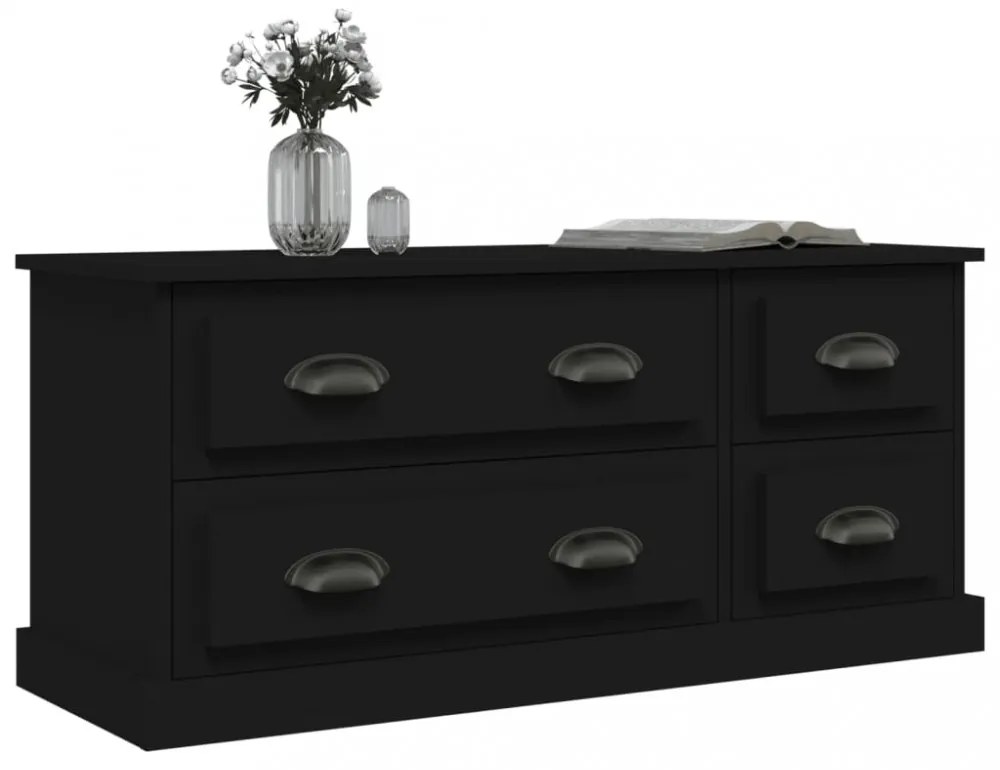 fekete szerelt fa TV-szekrény 100x35,5x45 cm