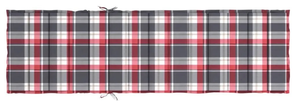 piros kockás oxford szövet napozóágy párna 200 x 50 x 3 cm