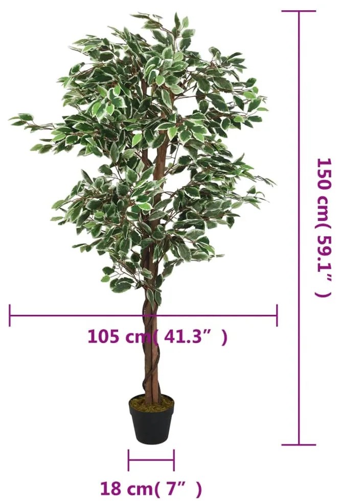 vidaXL zöld mű fikusz fa 756 levéllel 150 cm