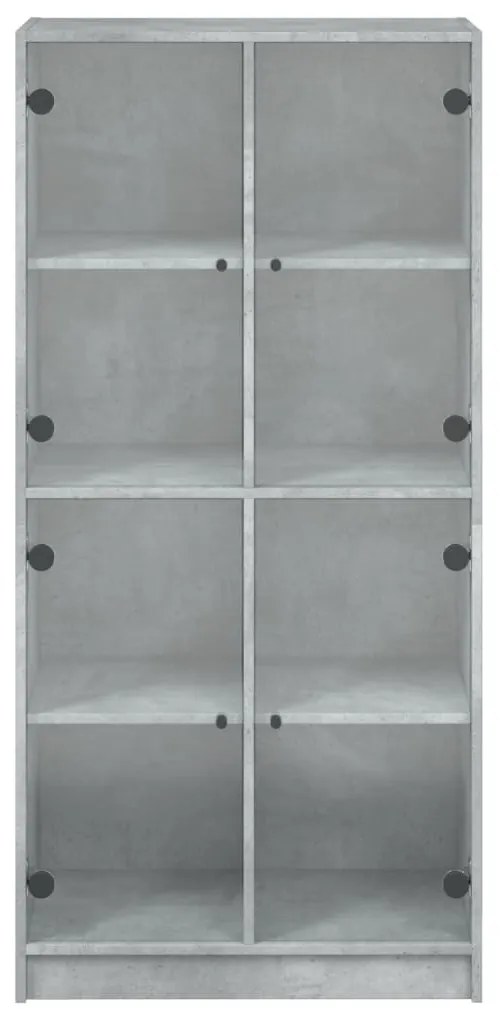 betonszürke szerelt fa magasszekrény ajtókkal 68x37x142 cm