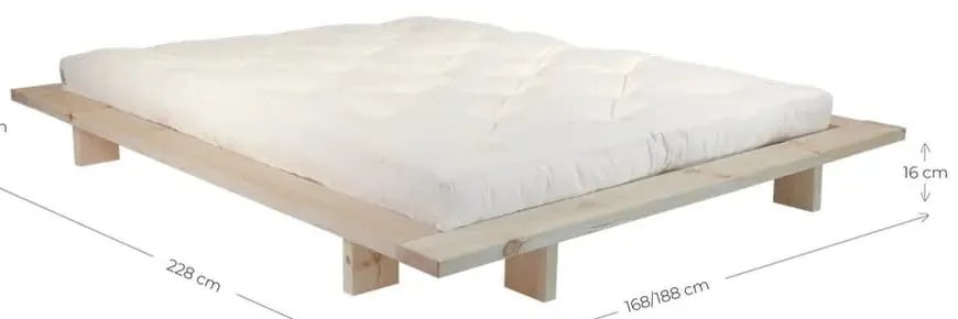 Natúr színű borovi fenyő franciaágy ágyráccsal 180x200 cm Japan – Karup Design