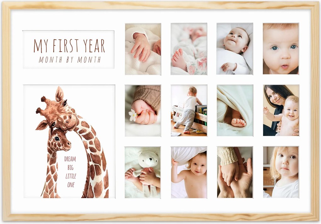 Fa képkeret Első Évfolyam 13 képhez 40x60 cm