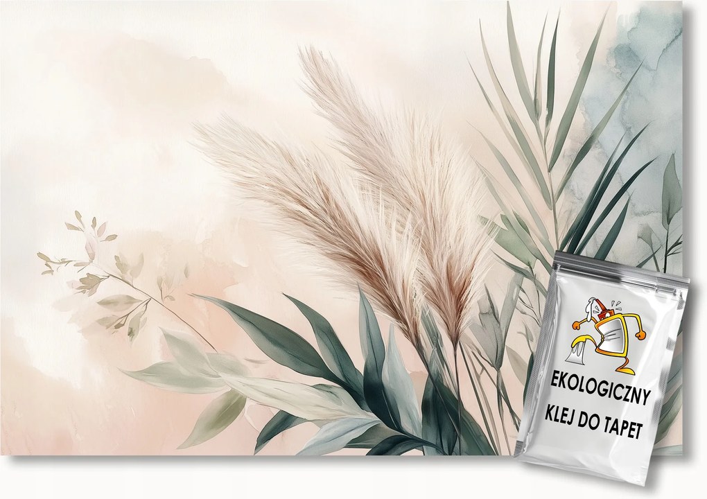 Fotótapéta Flizelina Natura Bézs Pampafű Boho Levelek 200x140 ragasztó