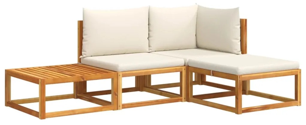 vidaXL 4 részes kerti kanapégarnitúra párnákkal, akácfa és rattan