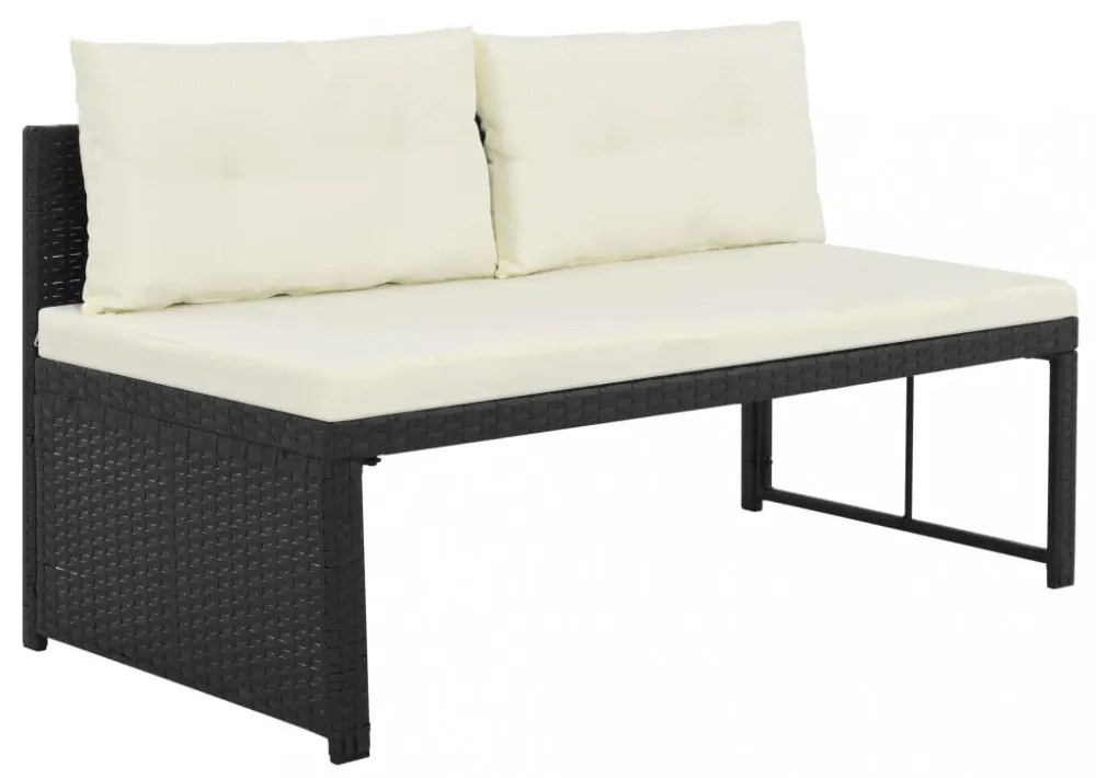4 részes fekete polyrattan kerti társalgó szett