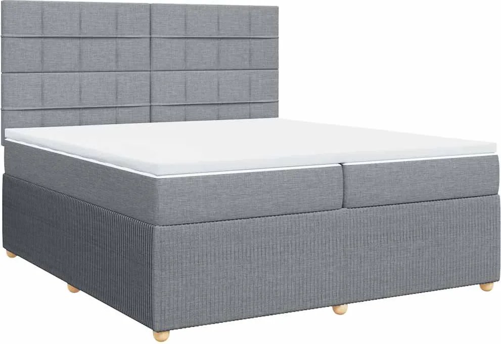 vidaXL világosszürke szövet rugós ágy matraccal 200 x 200 cm