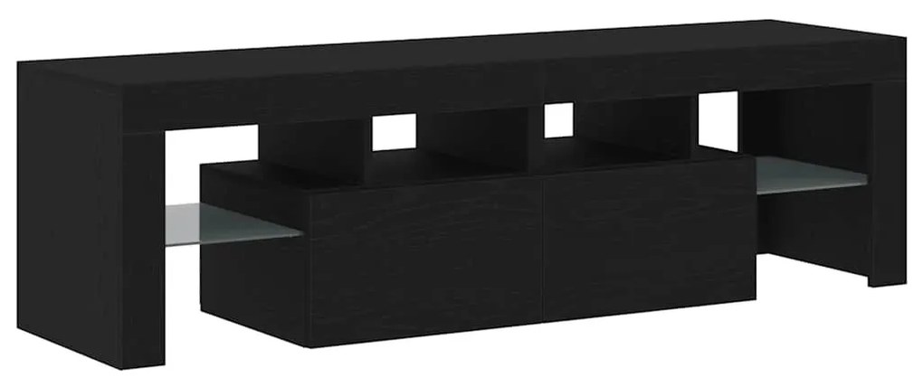 fekete tölgy szerelt fa TV-szekrény LED-ekkel 140x36,5x40 cm