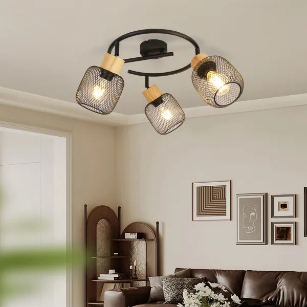 Brilagi - Irányítható spotlámpa BASKLITE 3xE27/15W/230V fa/fekete