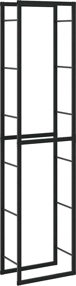 vidaXL tűzifa állvány Fekete 50x30x209 cm acél